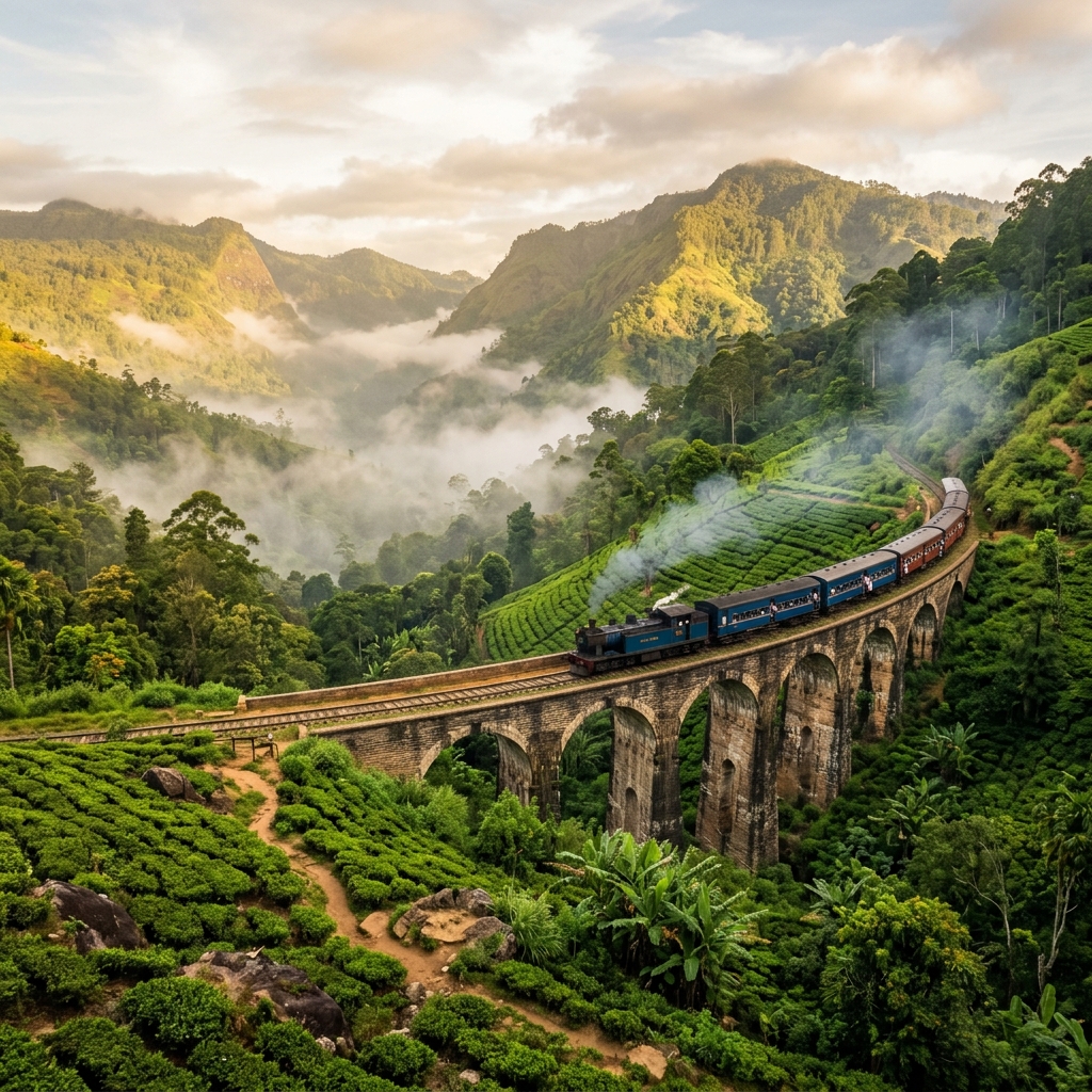Nine Arch Bridge Ella with train - Sri Lanka