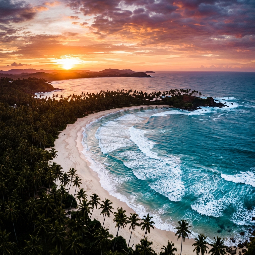 Mirissa Beach golden sunset - Sri Lanka