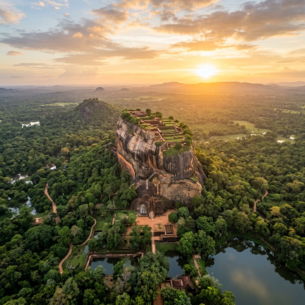 Sigiriya Rock Fortress at sunset - Sri Lanka